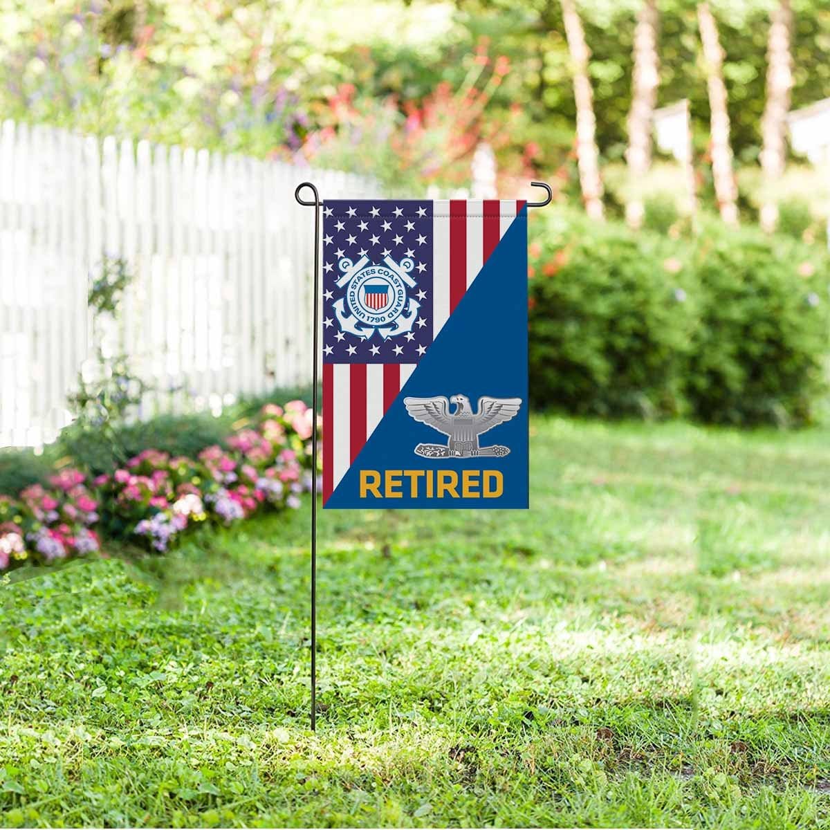 US Coast Guard O-6 Captain O6 CAPT Senior Officer Ranks Retired Garden Flag 12'' x 18'' Twin-Side Printing Retired Garden Flag 12" x 18"-Garden Flag-Veterans Nation