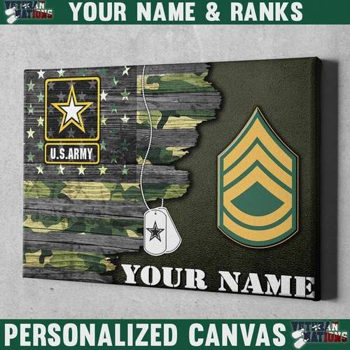 Personalized Canvas - USA Flag with Military Insignia - Personalized Logo/Insignia and Text-Canvas-Personalized-AllBranch-Veterans Nation
