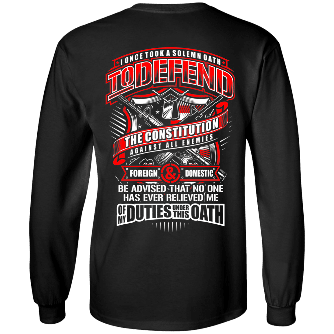 Military T-Shirt "My Oath To Defend The Constitution Veteran" Men Back-TShirt-General-Veterans Nation