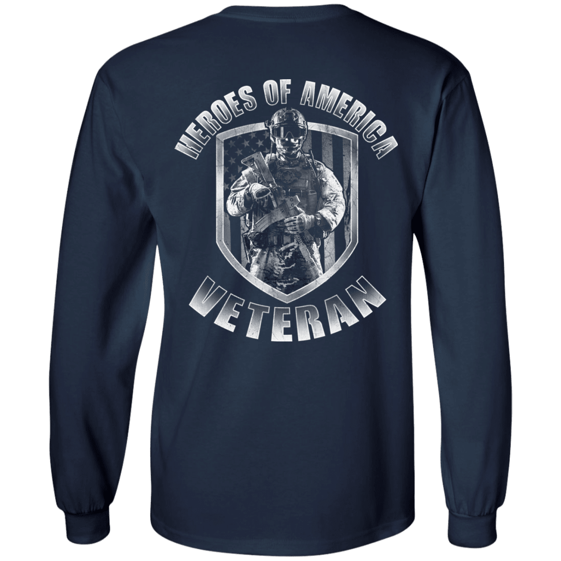 Military T-Shirt "Veteran - Heroes Of America" Men Back-TShirt-General-Veterans Nation