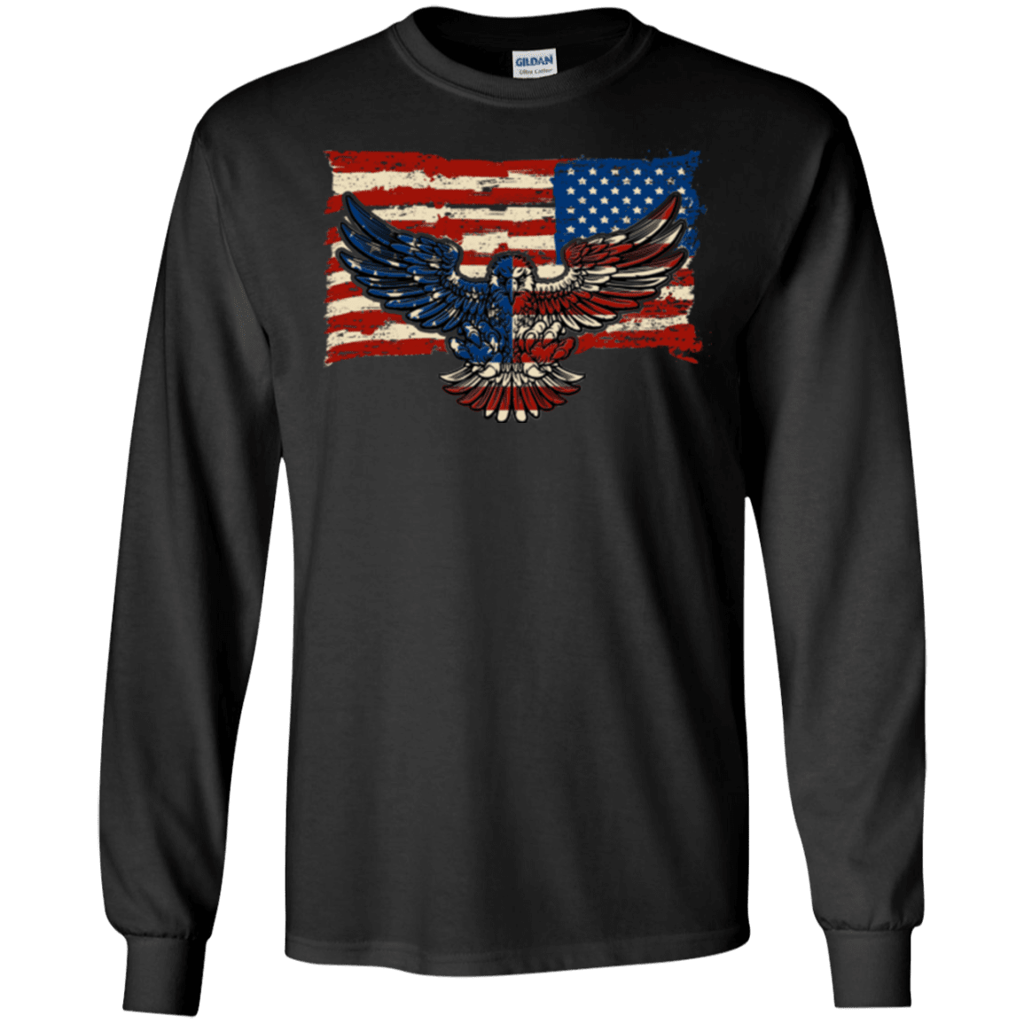 Military T-Shirt "Independence 4 of July Veteran Eagle Flag" Front-TShirt-General-Veterans Nation