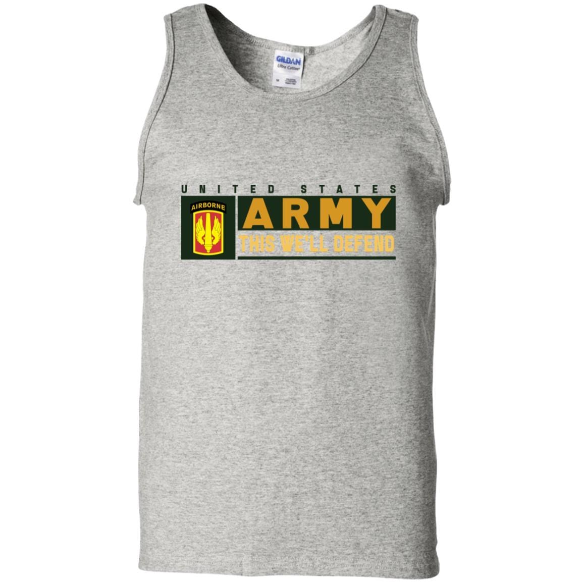 US Army 18TH FIELD ARTILLERY WITH AIRBORNE TAB- This We'll Defend T-Shirt On Front For Men-TShirt-Army-Veterans Nation