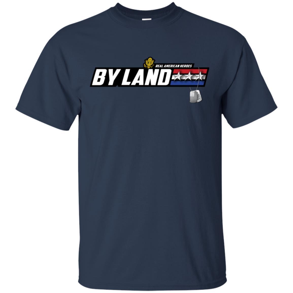 US Army T-Shirt "Real American Heroes By Land" O-9 Lieutenant General(LTG) On Front-TShirt-Army-Veterans Nation