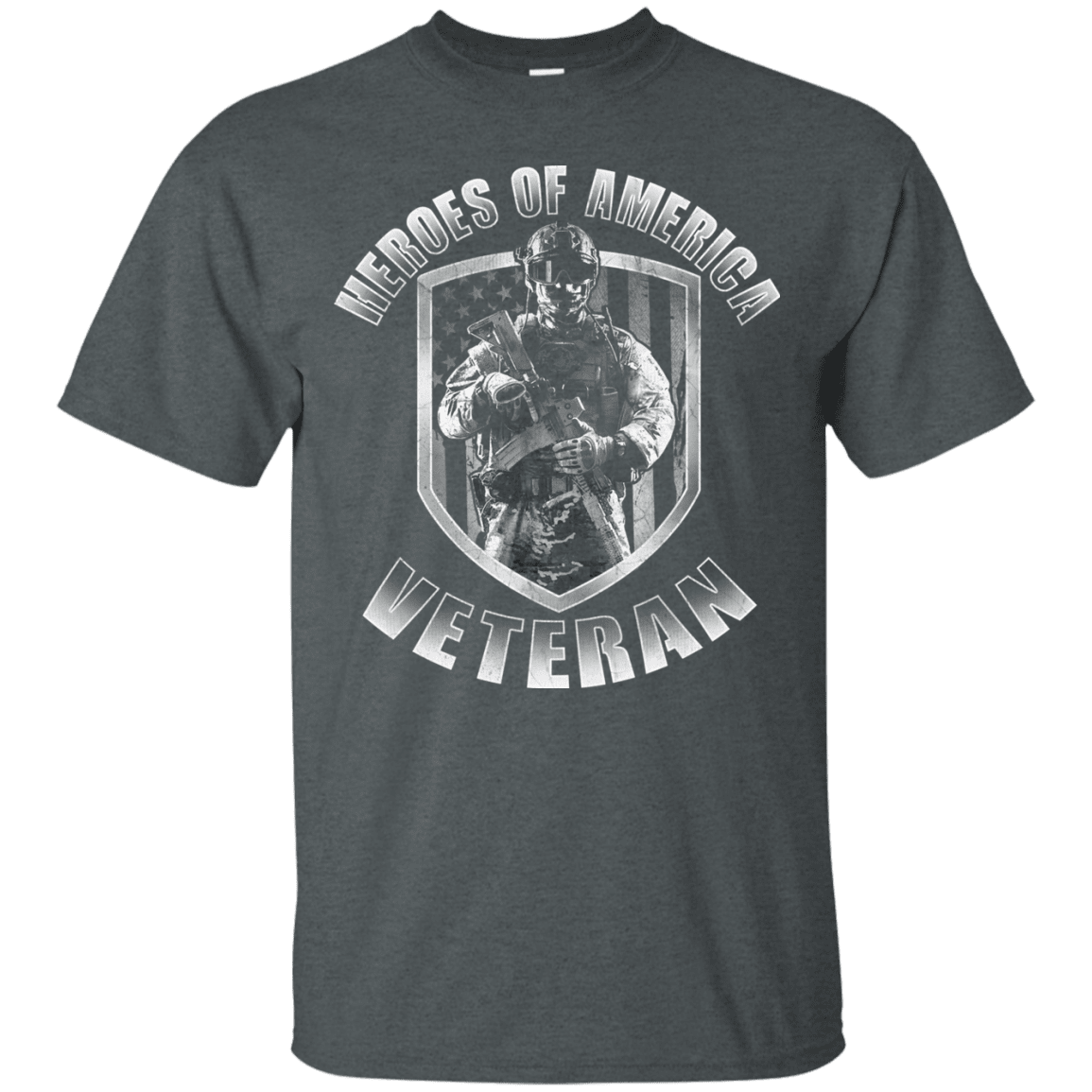 Military T-Shirt "Veterans - Heroes Of America Men" Front-TShirt-General-Veterans Nation