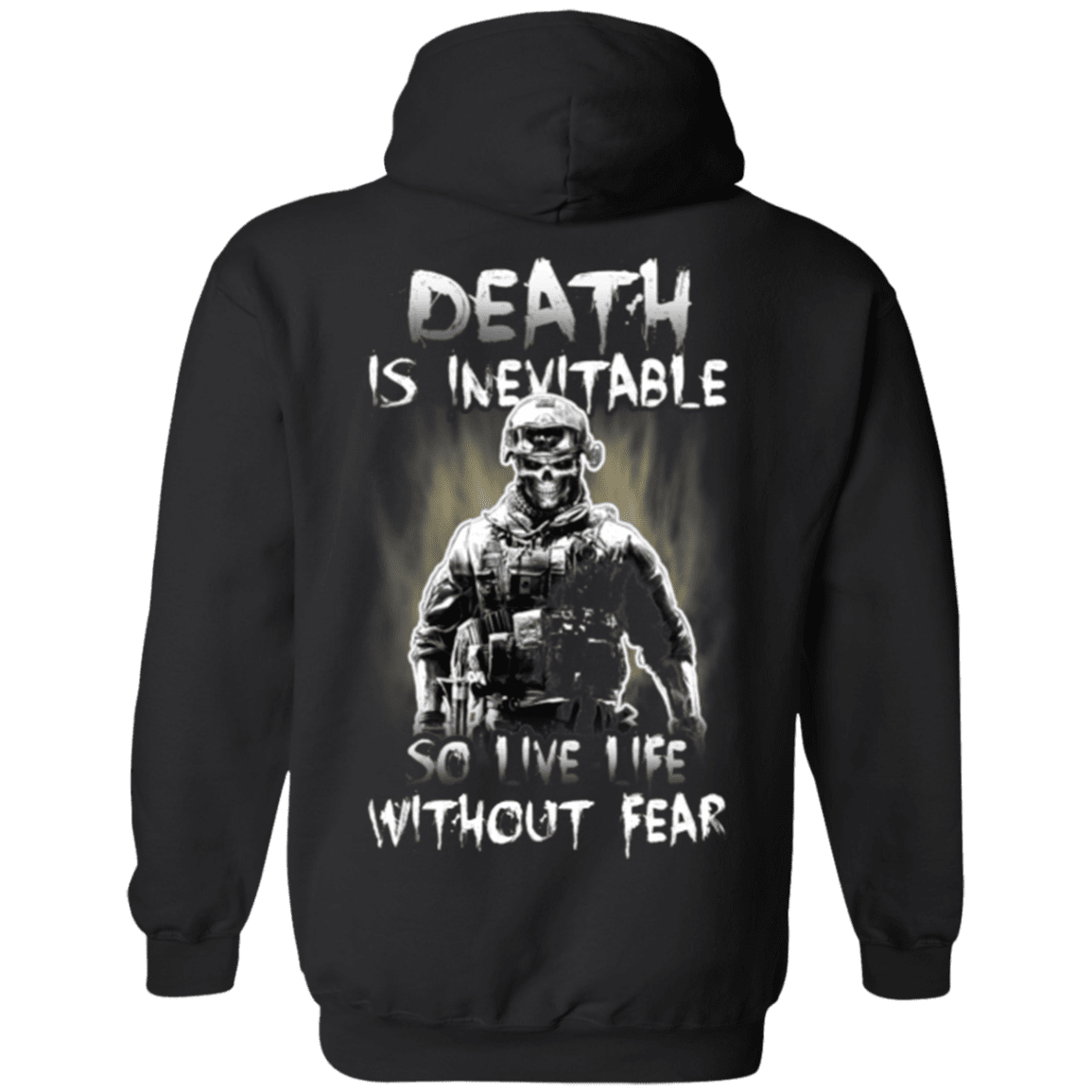 Military T-Shirt "Veteran - Death is Inevitable so I Have Life Without Fear" - Men Back-TShirt-General-Veterans Nation