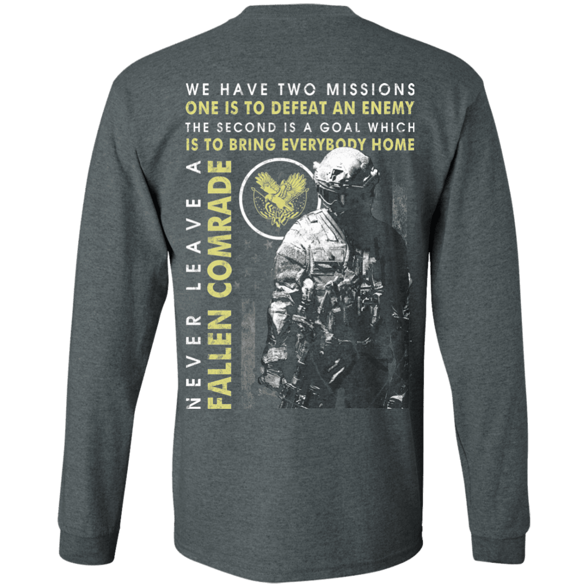 Military T-Shirt "Never Leave A Fallen Comrade Veteran" Men Back-TShirt-General-Veterans Nation
