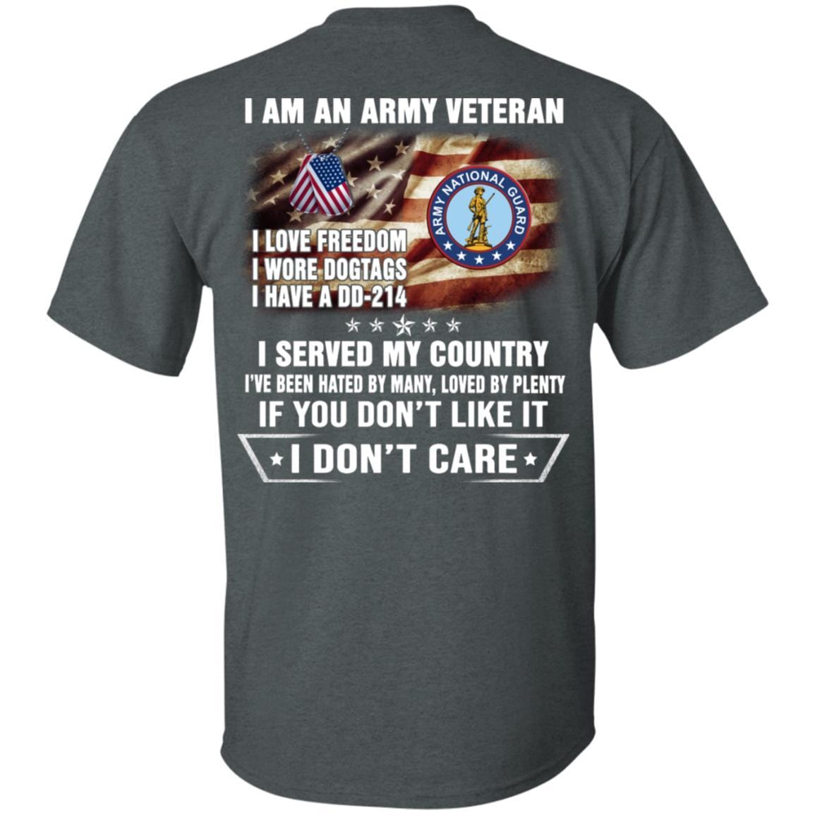 T-Shirt "I Am An Army National Guard Veteran" On Back-TShirt-Army-Veterans Nation