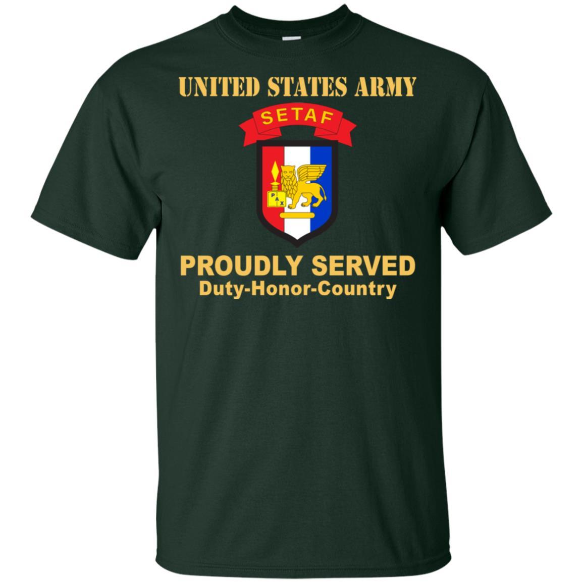 US ARMY USARAF-SETAF COMBAT SERVICE ID BADGE- Proudly Served T-Shirt On Front For Men-TShirt-Army-Veterans Nation