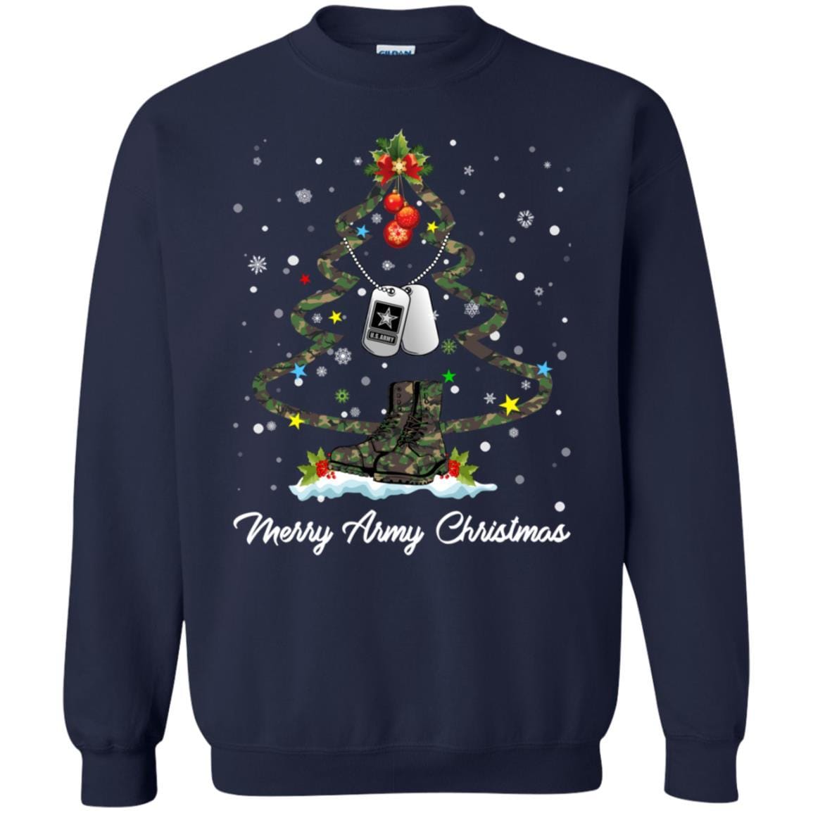 Merry Army Christmas T-Shirt For Men On Front-TShirt-Army-Veterans Nation