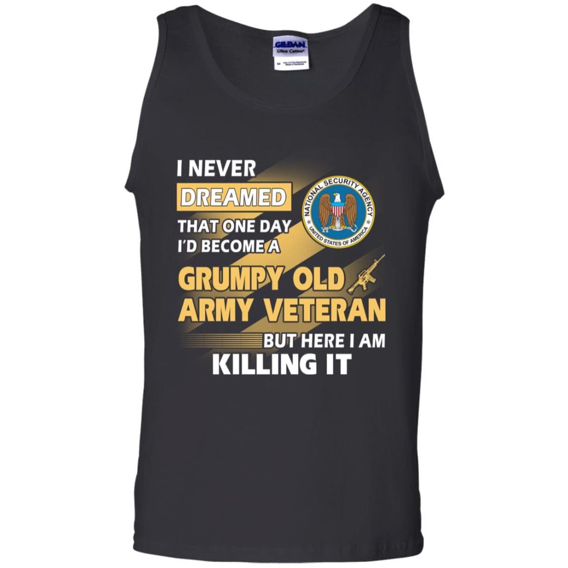 Military T-Shirt "U.S National Security Agency Grumpy Old Veteran On" Front-TShirt-General-Veterans Nation