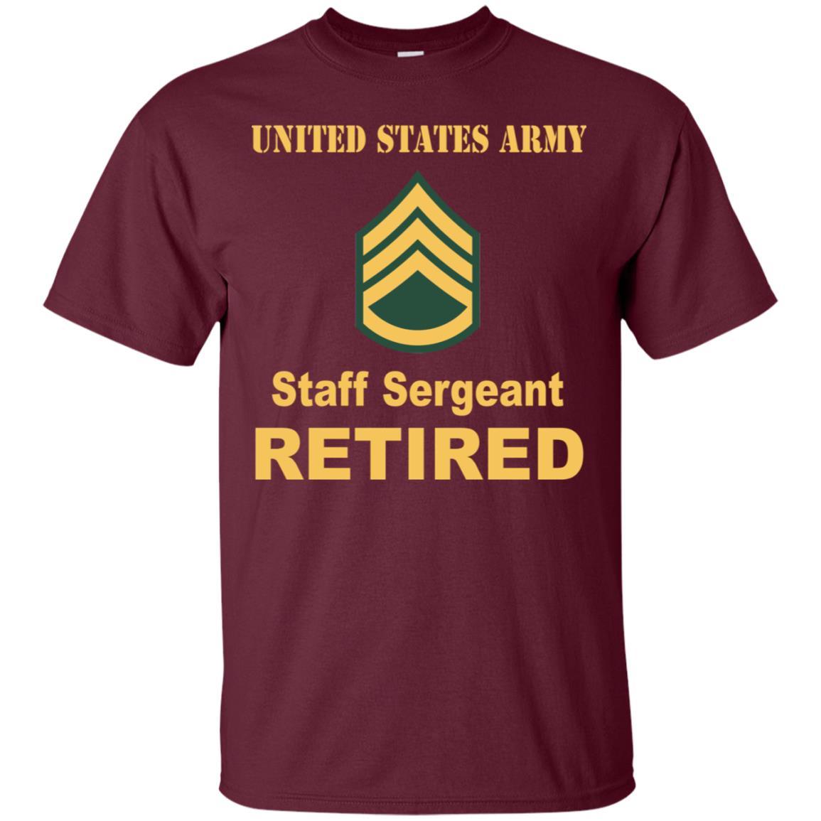 US Army E-6 Staff Sergeant E6 SSG Noncommissioned Officer Reired Men T Shirt On Front-TShirt-Army-Veterans Nation
