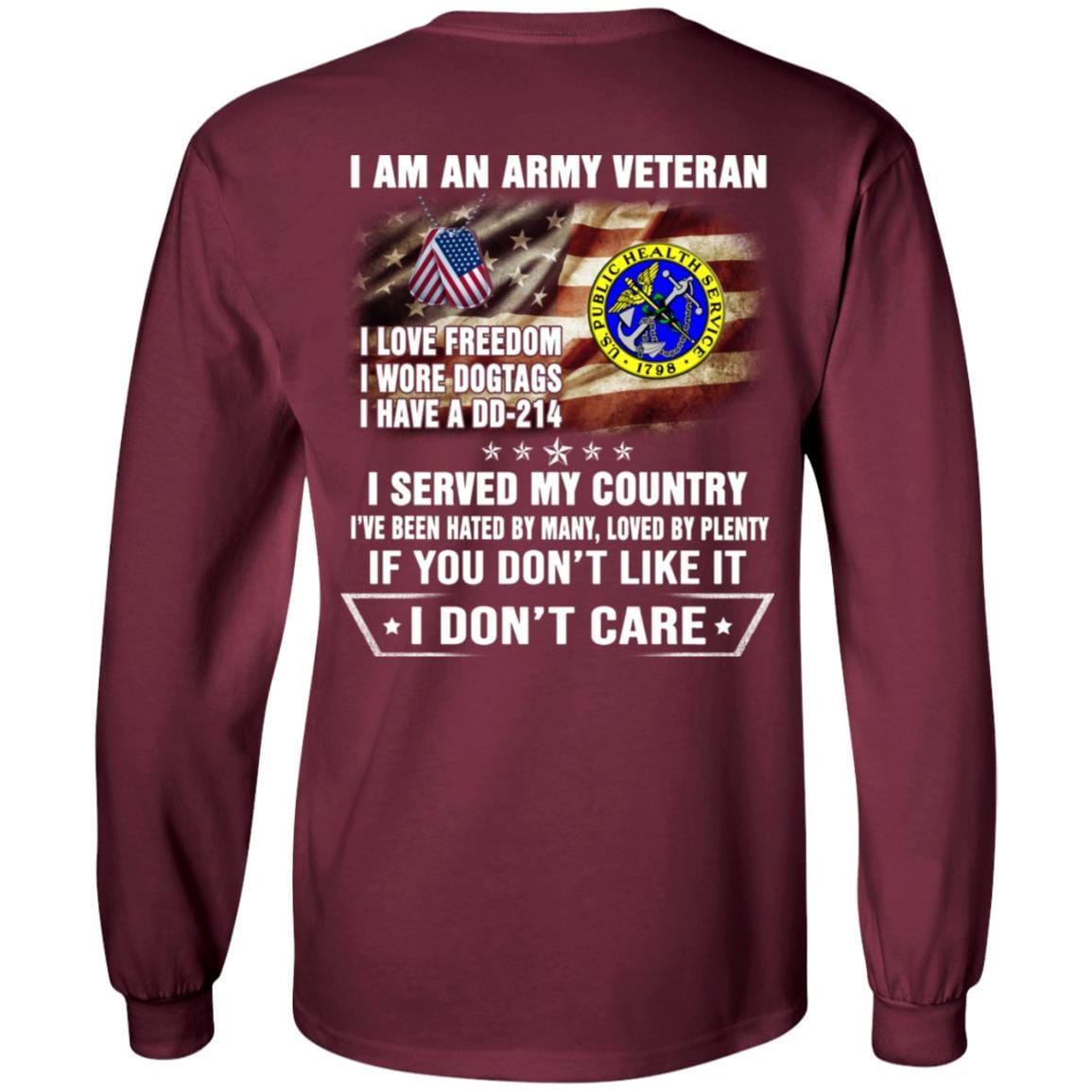T-Shirt "I Am An Army Public Health Service Veteran" On Back-TShirt-Army-Veterans Nation