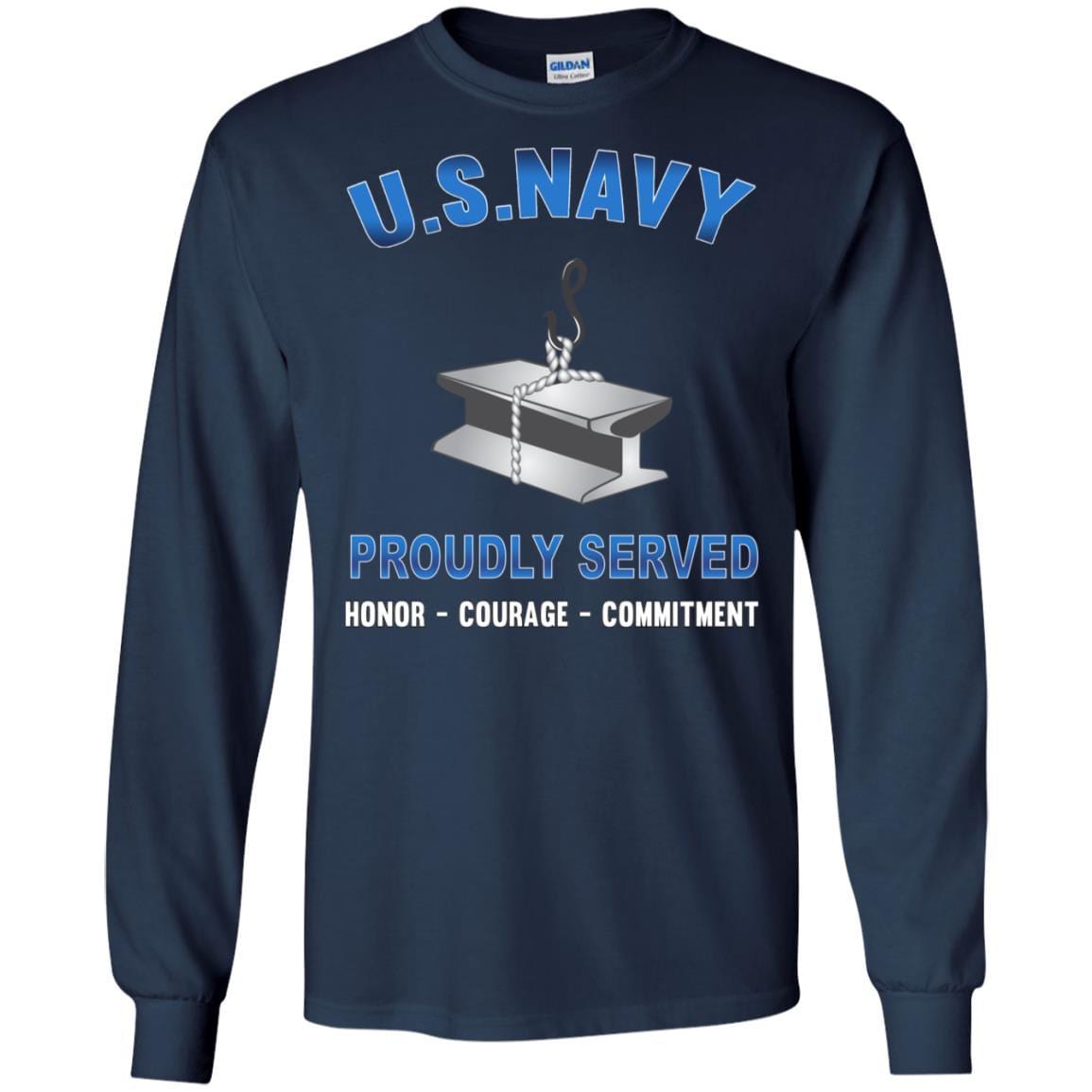 Navy Steelworker Navy SW - Proudly Served T-Shirt For Men On Front-TShirt-Navy-Veterans Nation