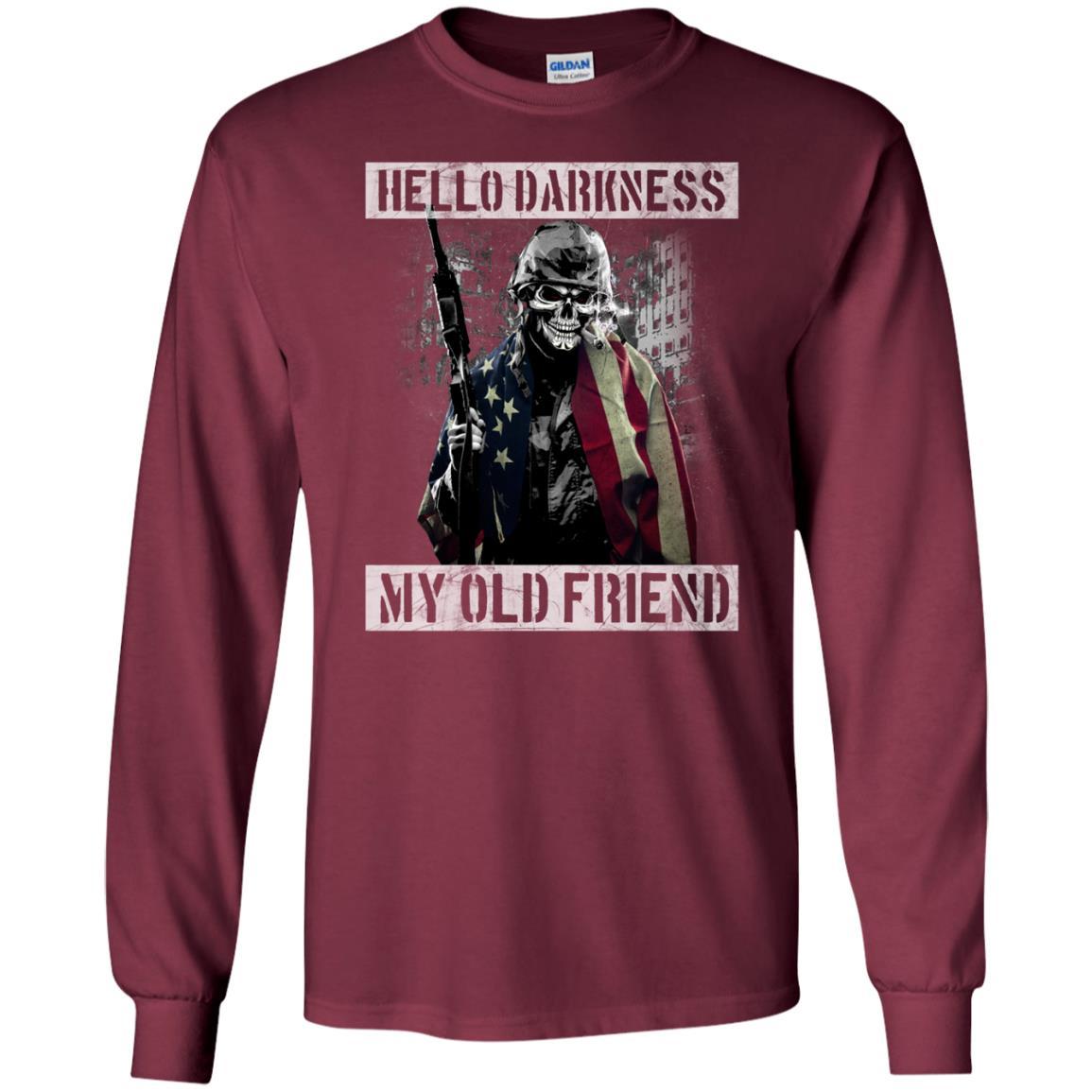 Military T-Shirt "Hello Darkness - My Old Friend Men On" Front-TShirt-General-Veterans Nation