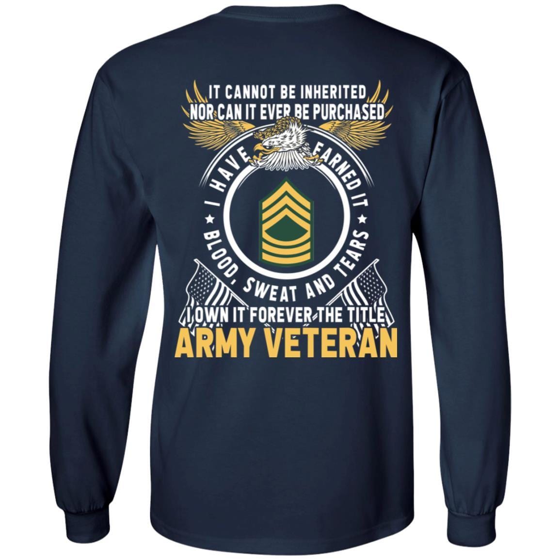 US Army E-8 Master Sergeant E8 MSG Noncommissioned Officer Ranks T-Shirt For Men On Back-TShirt-Army-Veterans Nation
