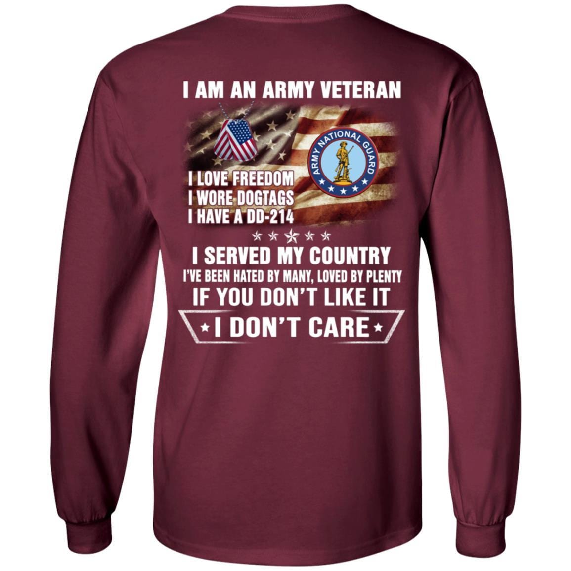T-Shirt "I Am An Army National Guard Veteran" On Back-TShirt-Army-Veterans Nation