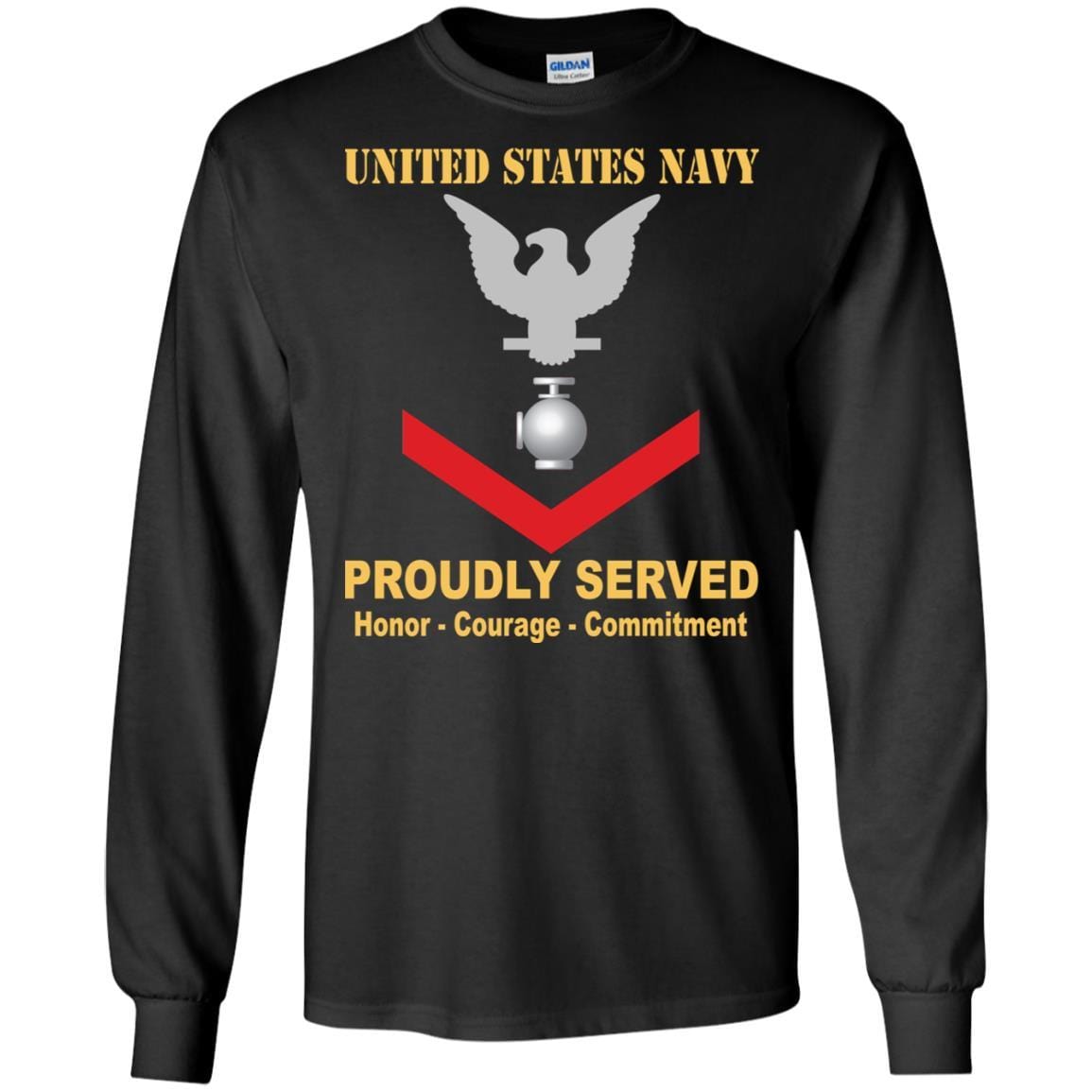 Navy Utilitiesman Navy UT E-4 Rating Badges Proudly Served T-Shirt For Men On Front-TShirt-Navy-Veterans Nation