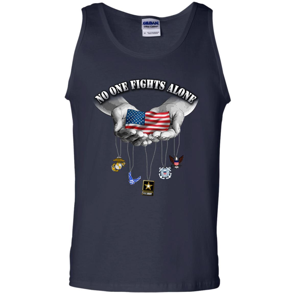 Military T-Shirt "US Arms Force No One Fights Alone On" Front-TShirt-General-Veterans Nation