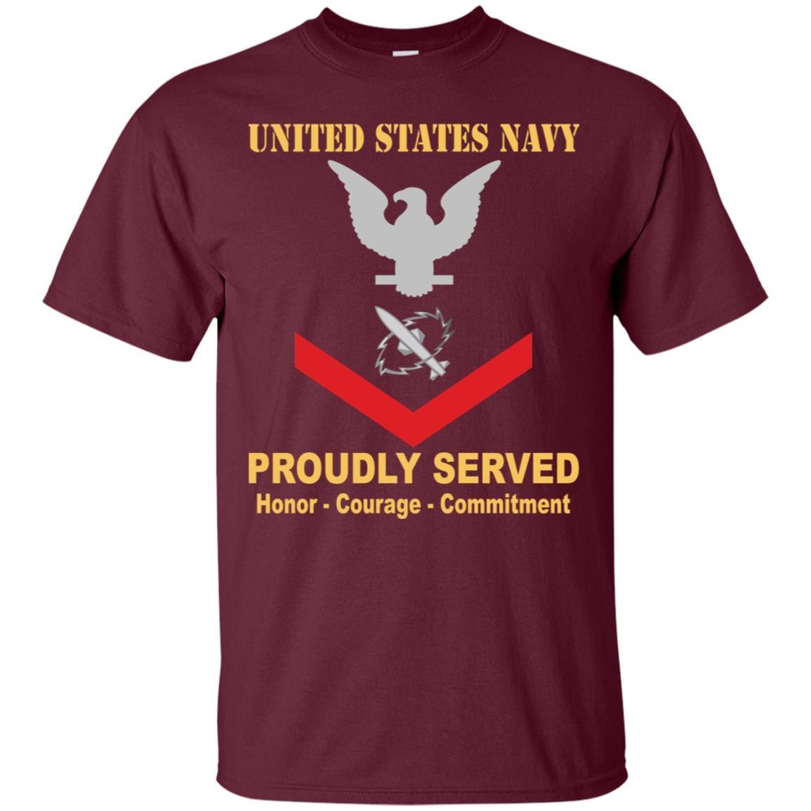 Navy Missile Technician Navy MT E-4 Rating Badges Proudly Served T-Shirt For Men On Front-TShirt-Navy-Veterans Nation