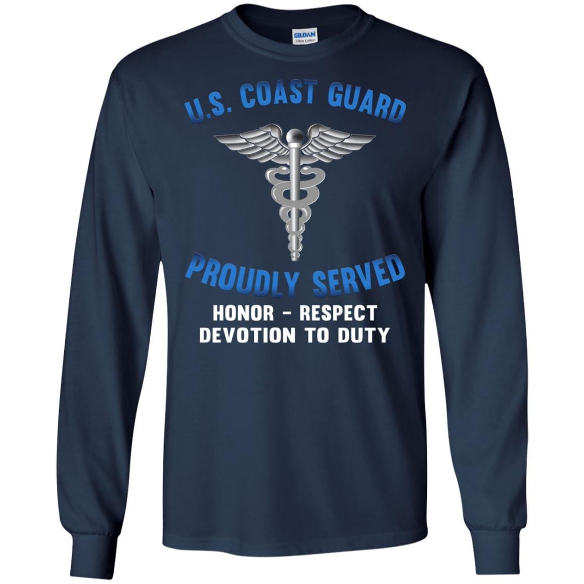 US Coast Guard Health Services Technician HS Logo Proudly Served T-Shirt For Men On Front-TShirt-USCG-Veterans Nation