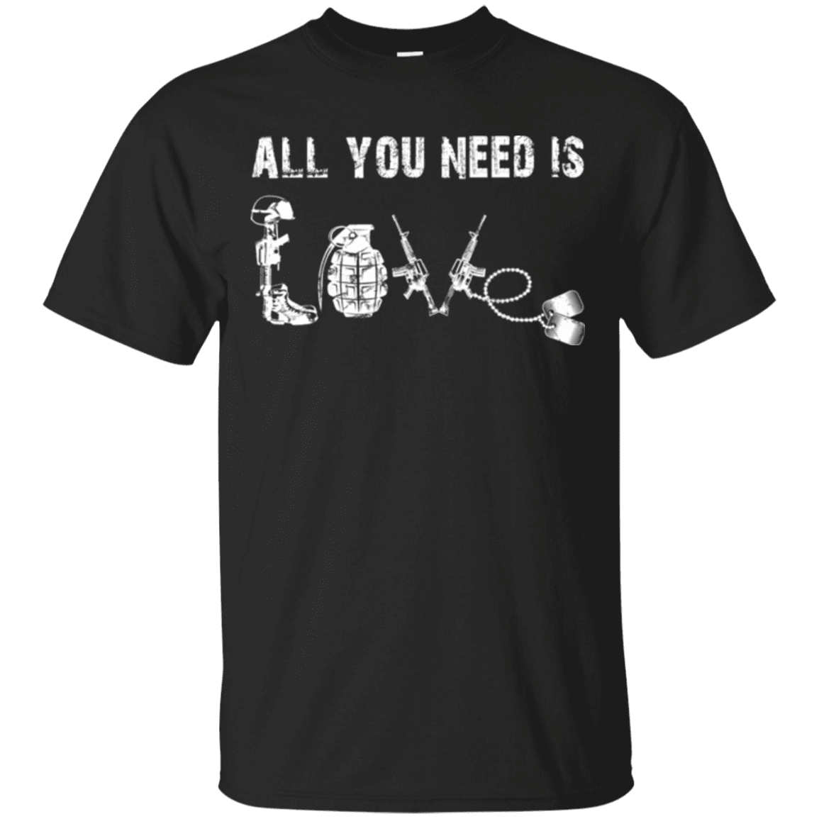 Military T-Shirt "All You Need is Love Veteran"-TShirt-General-Veterans Nation