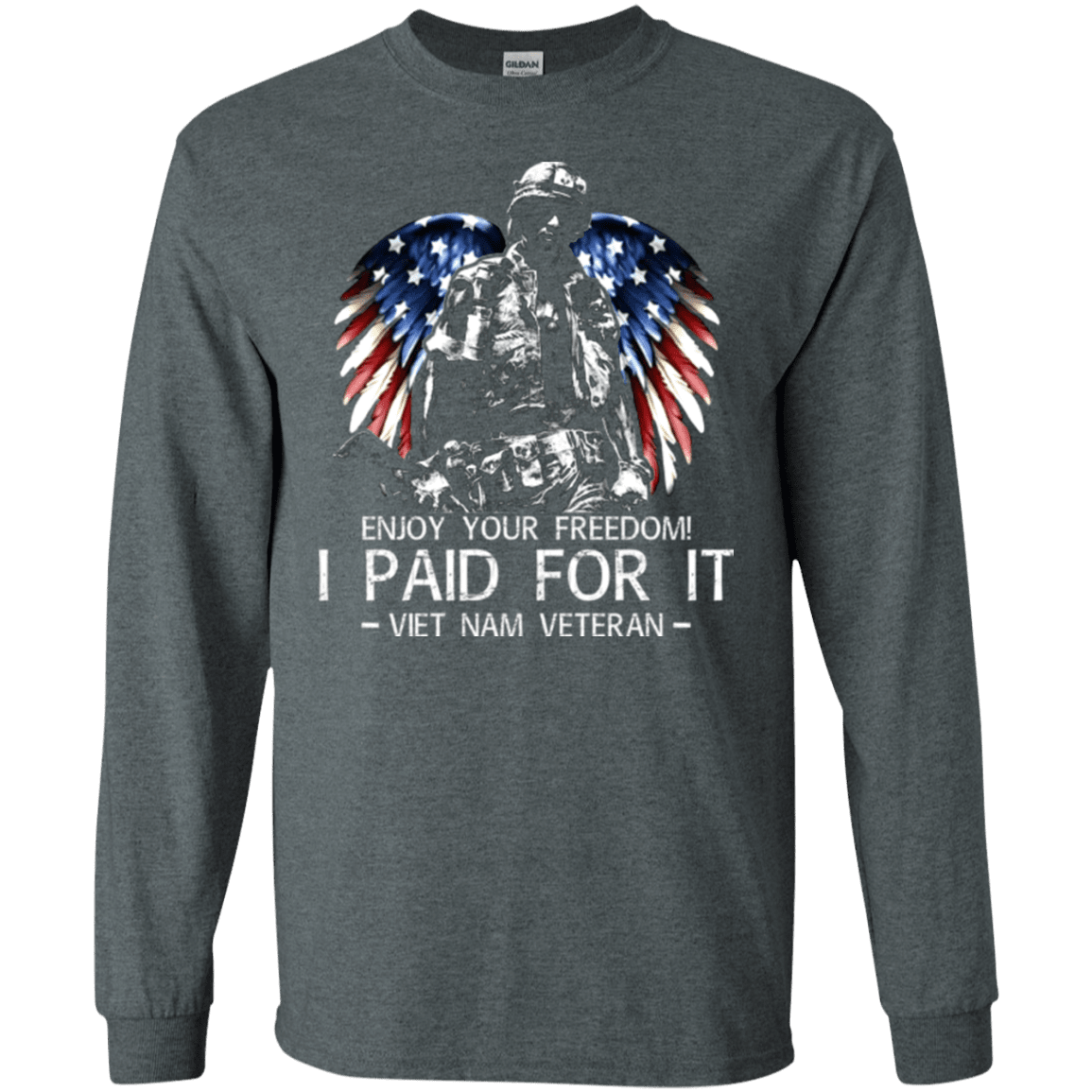 Military T-Shirt "Vietnam Veteran - Enjoy your freedom I paid for it Men" Front-TShirt-General-Veterans Nation