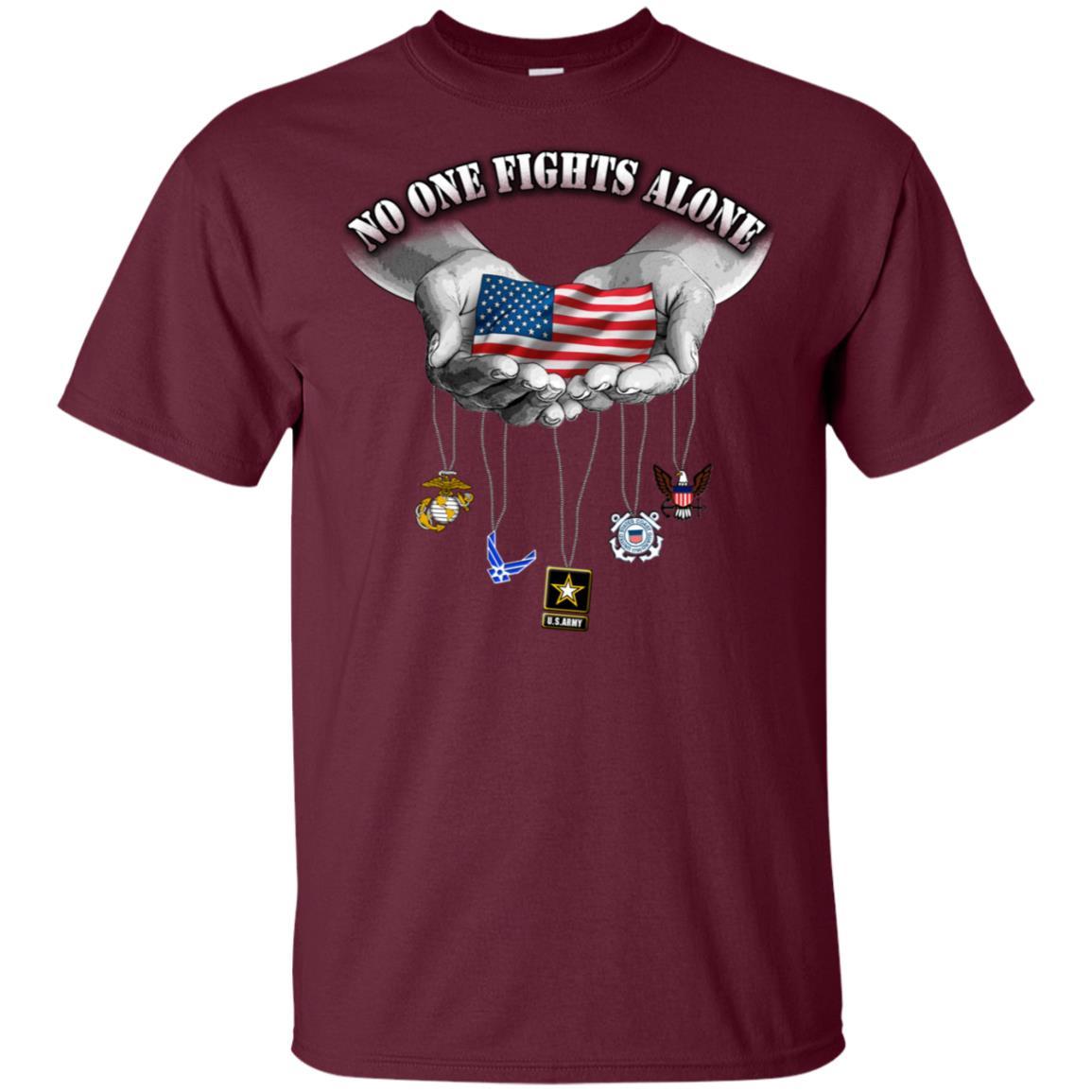 Military T-Shirt "US Arms Force No One Fights Alone On" Front-TShirt-General-Veterans Nation