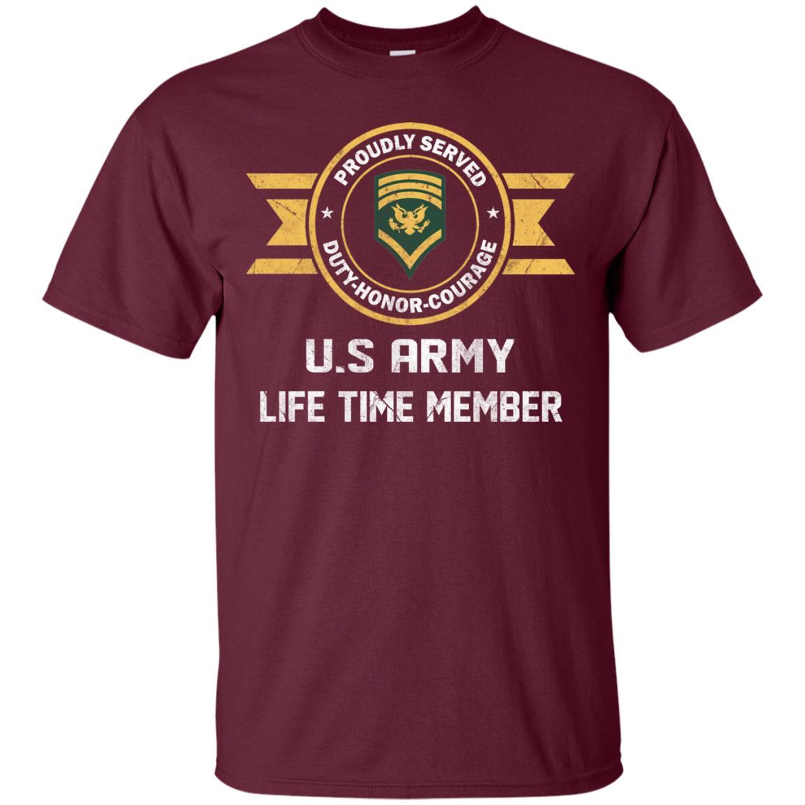 Life Time Member - US Army E-8 SPC E8 Specialist Ranks Men T Shirt On Front-TShirt-Army-Veterans Nation