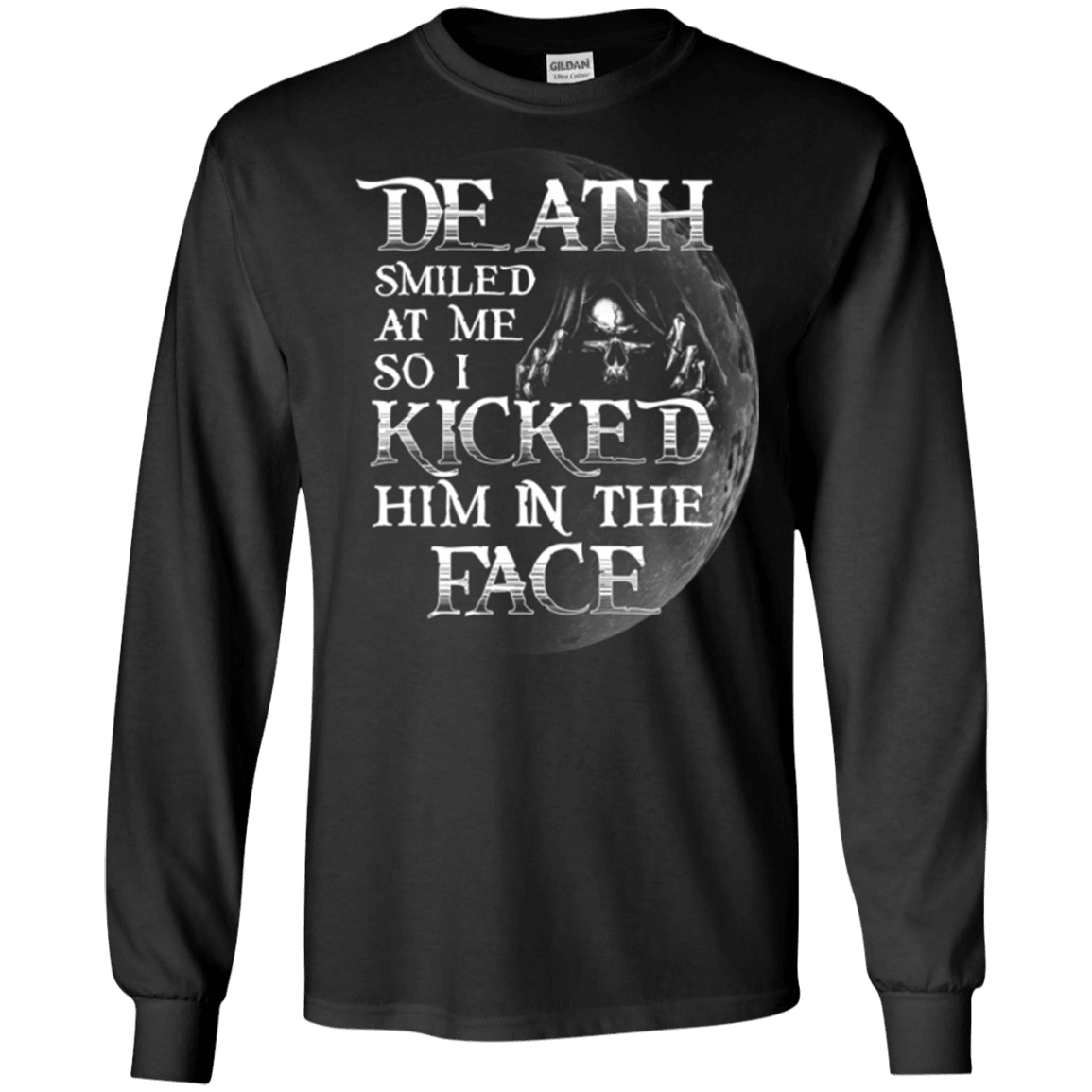 Military T-Shirt "Death Smiled At Me I Kicked Him In The Face"-TShirt-General-Veterans Nation