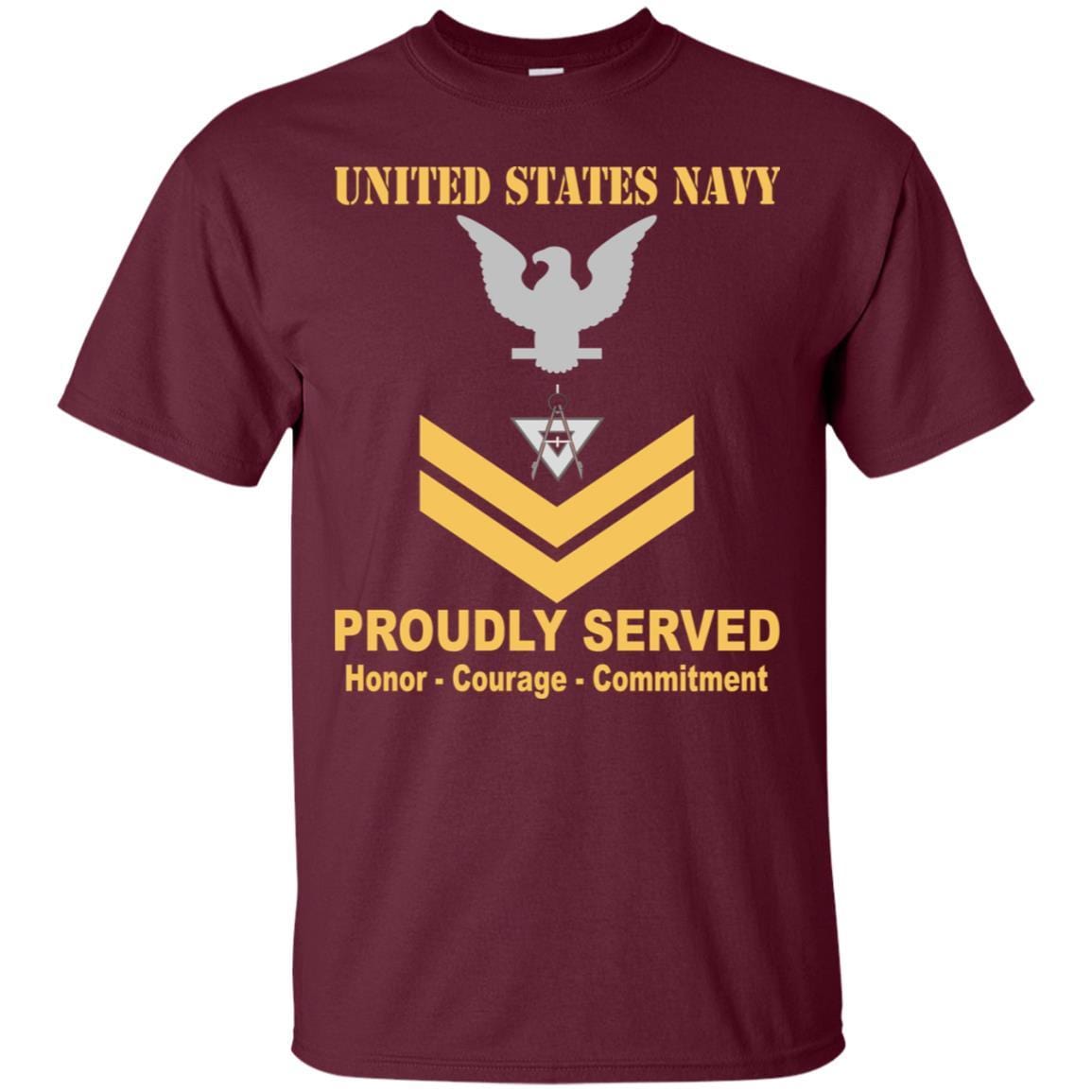 Navy Draftsman Navy DM E-5 Rating Badges Proudly Served T-Shirt For Men On Front-TShirt-Navy-Veterans Nation