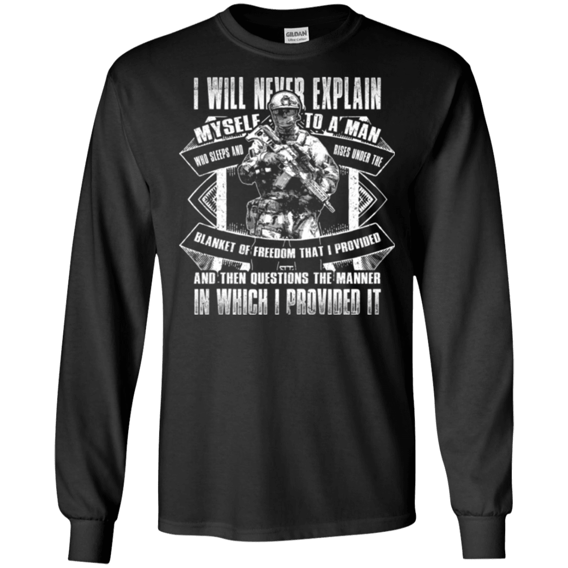 Military T-Shirt "I will never explain myself to a man" Front-TShirt-General-Veterans Nation