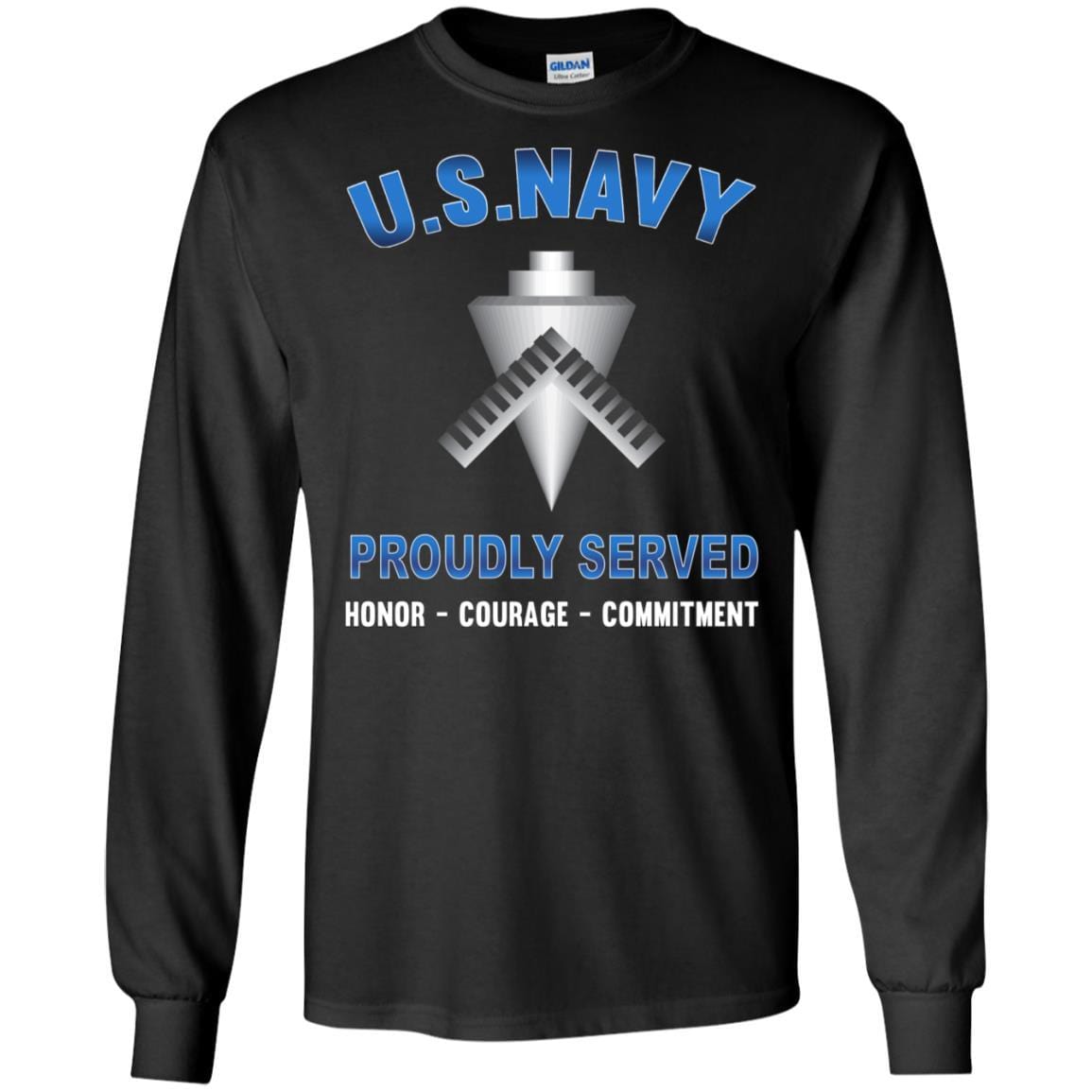 U.S Navy Builder Navy BU - Proudly Served T-Shirt For Men On Front-TShirt-Navy-Veterans Nation