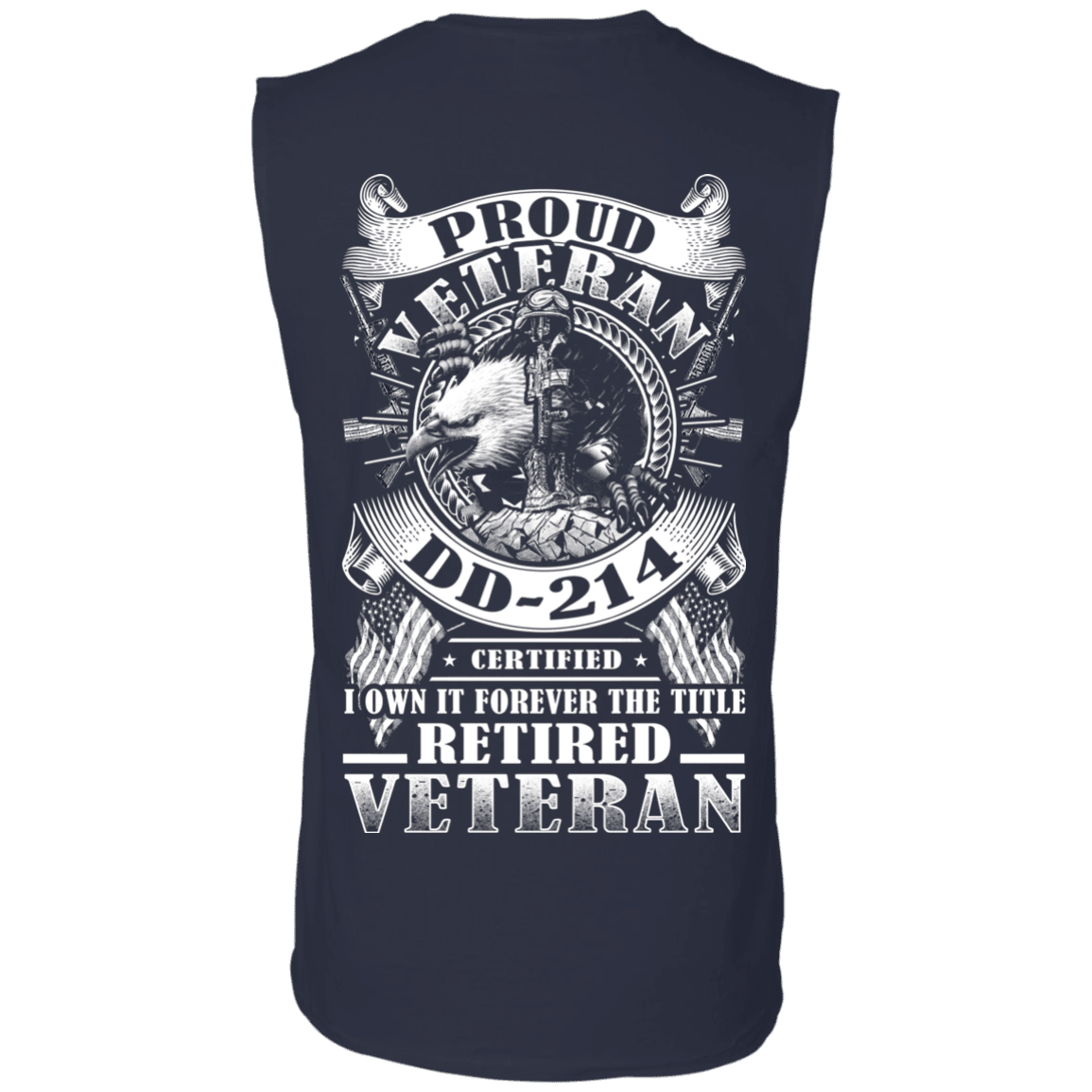 Military T-Shirt "Proud Veteran DD 214 with Title Retired Veteran Back"-TShirt-General-Veterans Nation