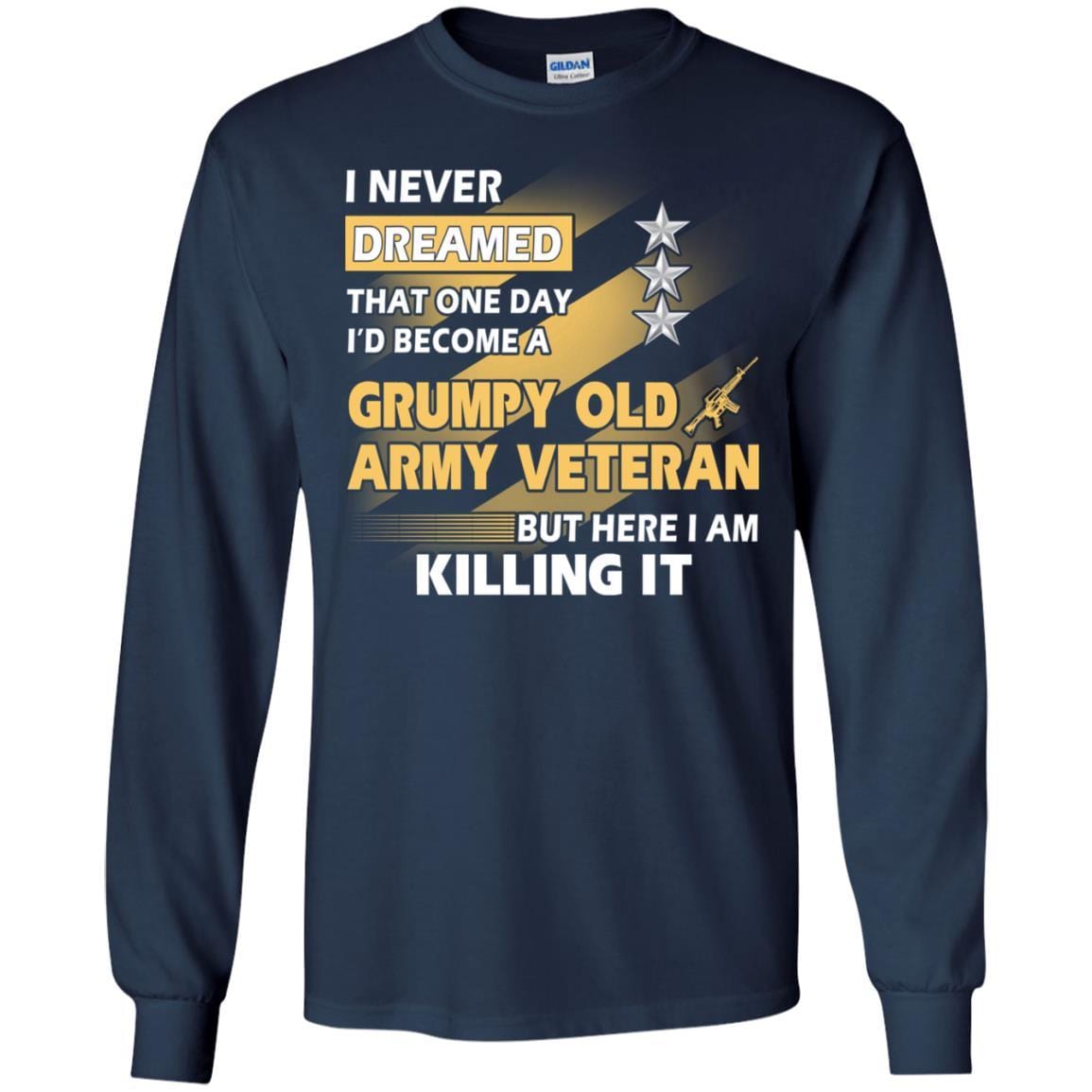 US Army T-Shirt "Grumpy Old Veteran" O-9 Lieutenant General(LTG) On Front-TShirt-Army-Veterans Nation