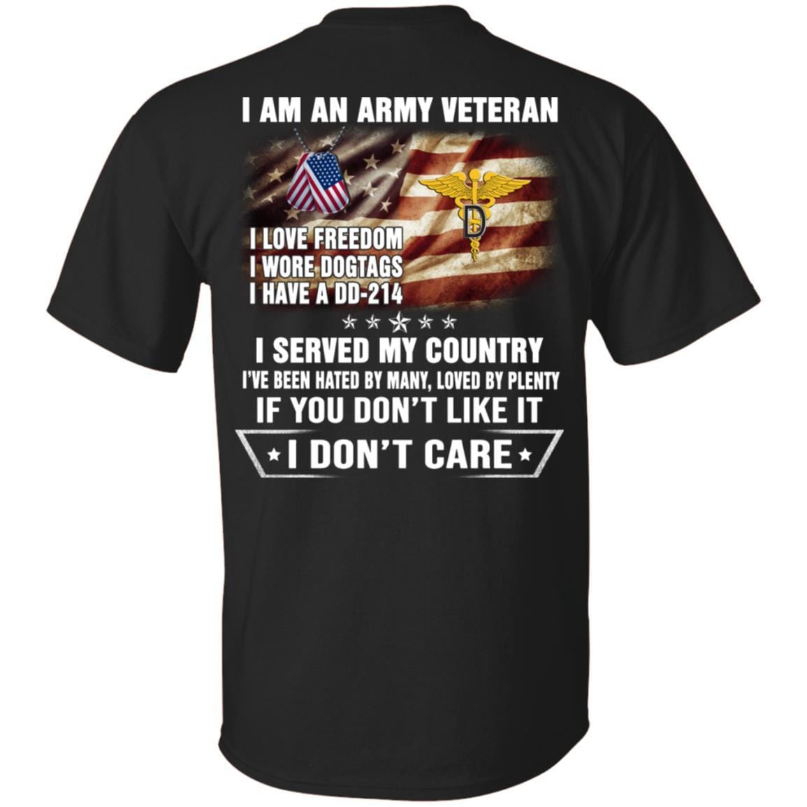 T-Shirt "I Am An Army Dental Corps Veteran" On Back-TShirt-Army-Veterans Nation
