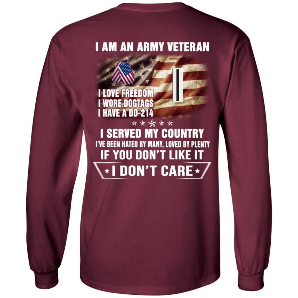 T-Shirt "I Am An Army Veteran" W-5 Chief Warrant Officer 5(CW5)Rank On Back-TShirt-Army-Veterans Nation