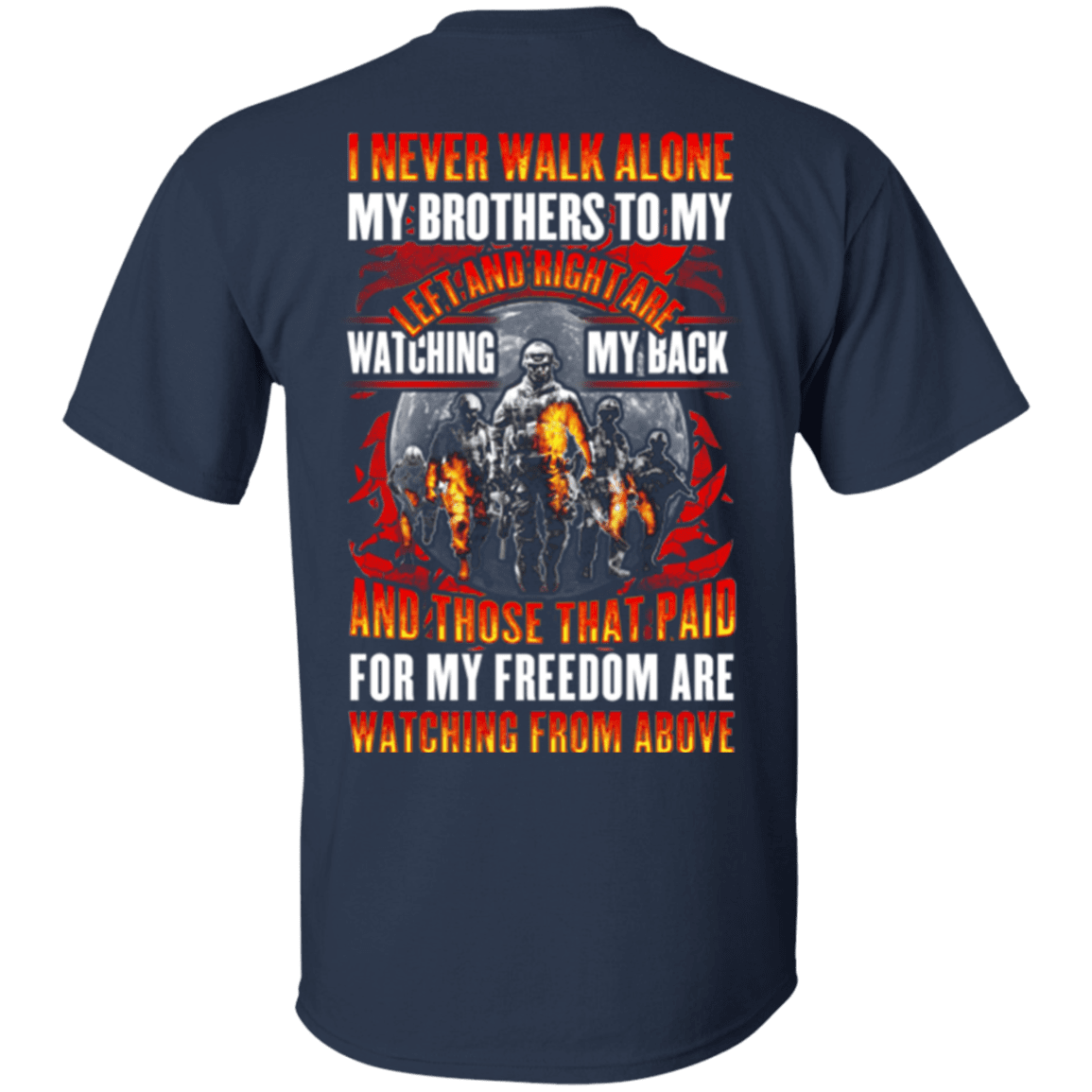 Military T-Shirt "Veteran - My Brothers Watching My Back, My Freedom Watching From Above"-TShirt-General-Veterans Nation