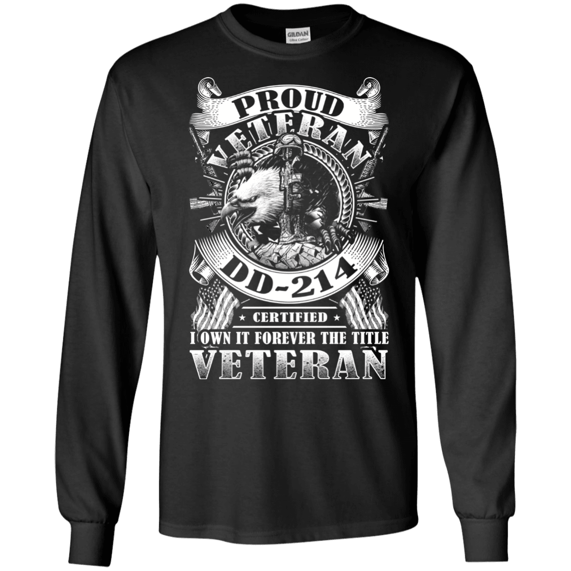 Military T-Shirt "Proud Veteran DD 214" Front-TShirt-General-Veterans Nation