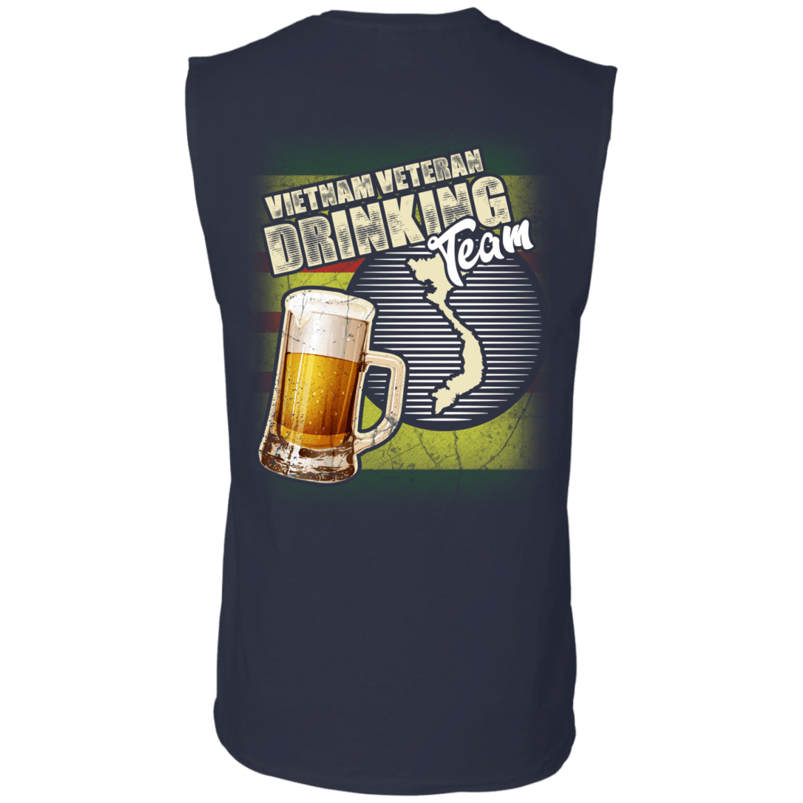 Military T-Shirt "Vietnam Veteran Drinking Bear Team Back"-TShirt-General-Veterans Nation