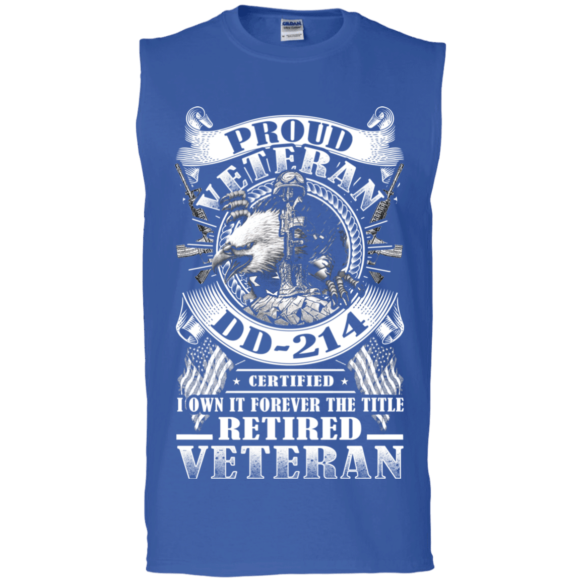 Military T-Shirt "Proud Veteran DD 214 with Title Retired Veteran" Front-TShirt-General-Veterans Nation
