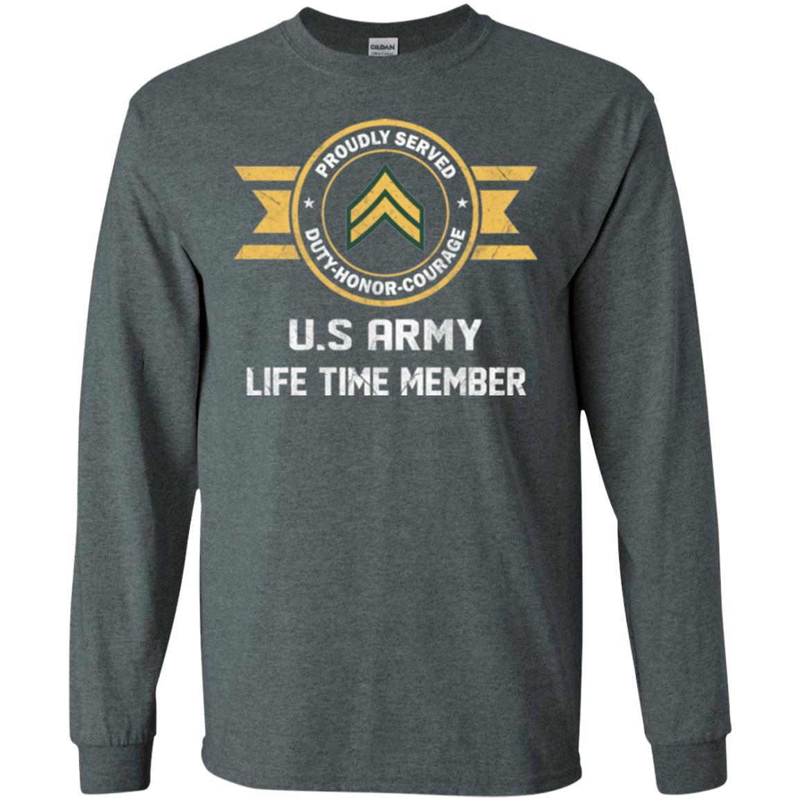Life Time Member - US Army E-4 Corporal E4 CPL Noncommissioned Officer Ranks Men T Shirt On Front-TShirt-Army-Veterans Nation