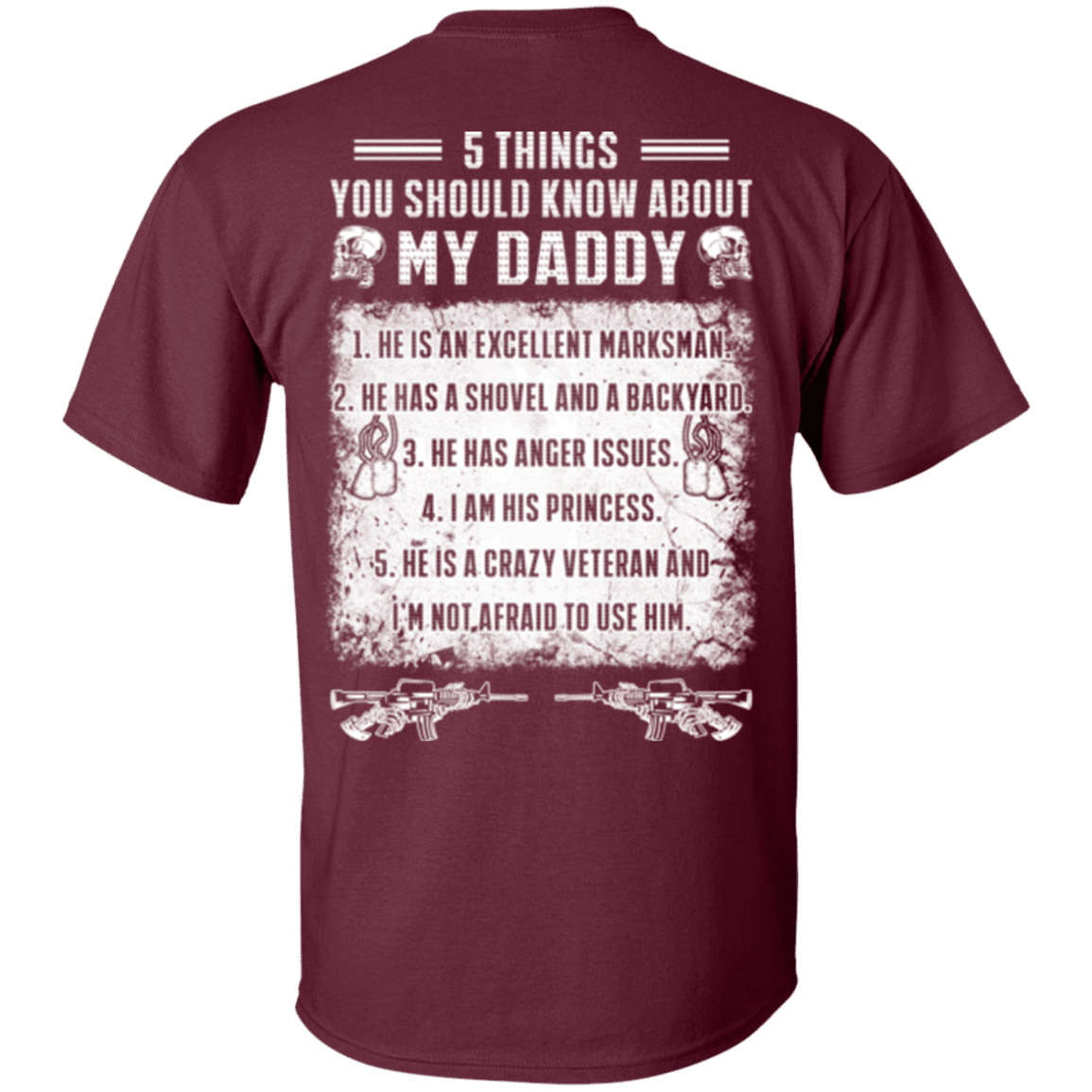 Military T-Shirt "5 Things You Should Know About My Daddy Veteran"-TShirt-General-Veterans Nation