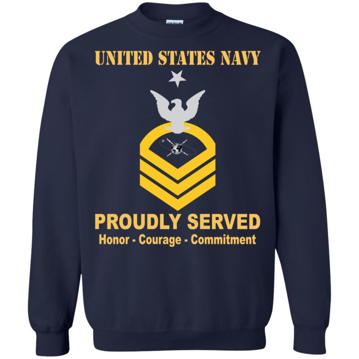 Navy Mass Communications Specialist Navy MC E-8 Rating Badges Proudly Served T-Shirt For Men On Front-TShirt-Navy-Veterans Nation