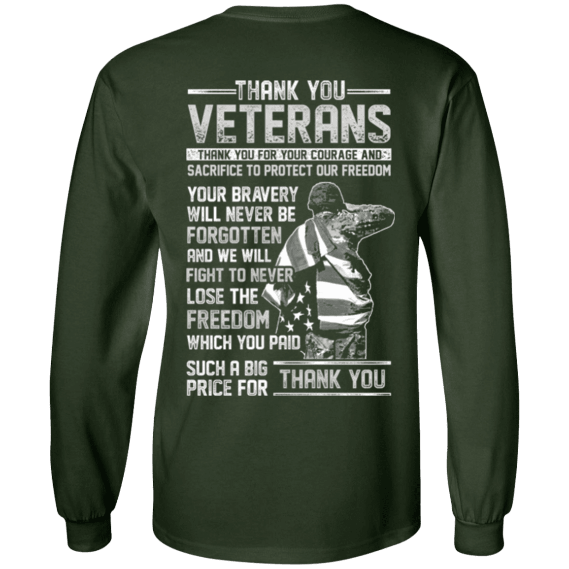 Military T-Shirt "Thank You Veterans" - Men Back-TShirt-General-Veterans Nation