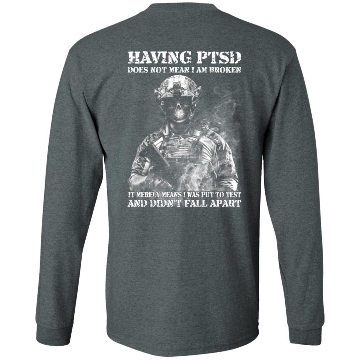 Military T-Shirt "Having PTSD - Didn't Fall Apart Men" On Back-TShirt-General-Veterans Nation
