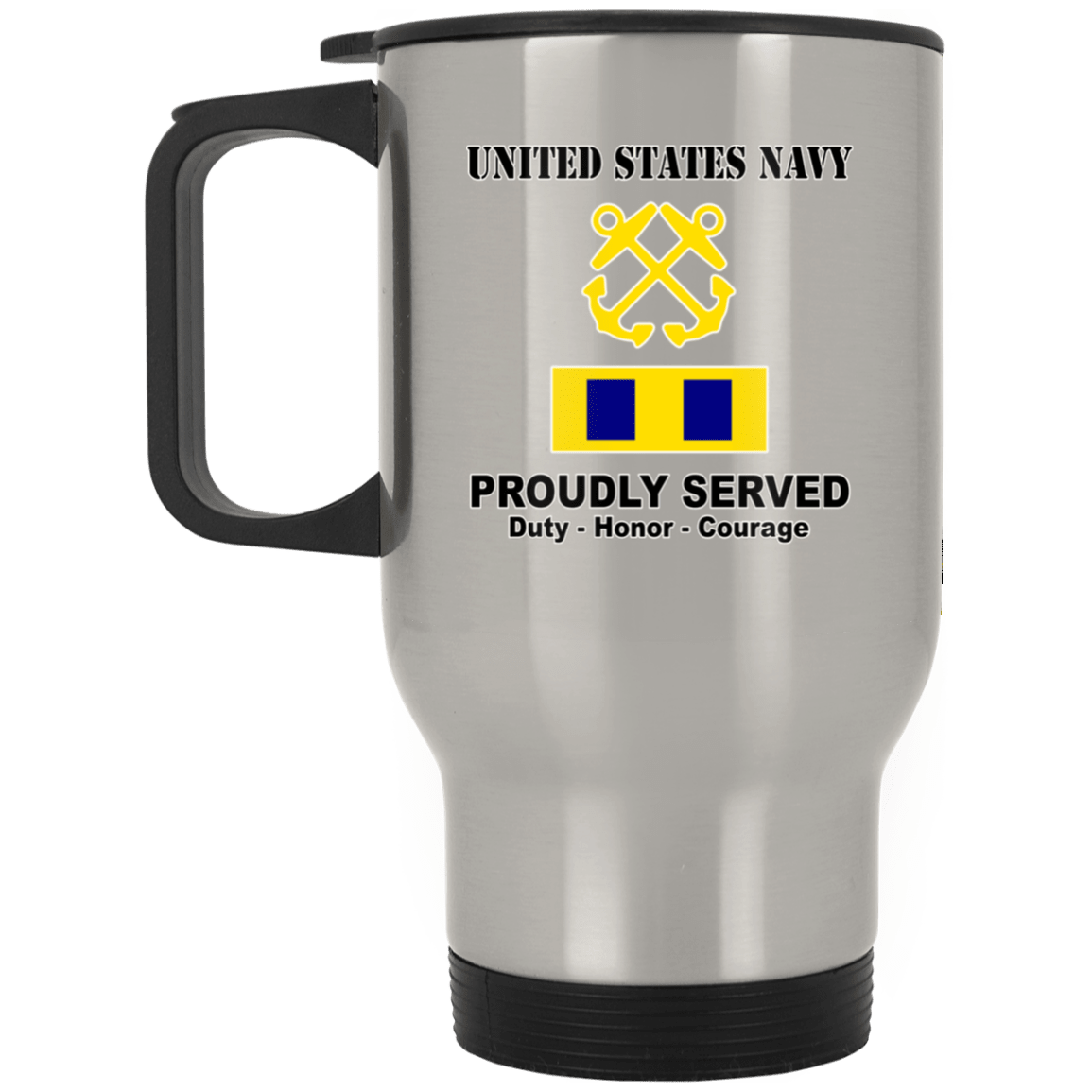 US Navy W-3 Chief Warrant Officer 3 W3 CW3 Warrant Officer Ranks Tshirt White Coffee Mug - Stainless Travel Mug-Mug-Navy-Officer-Veterans Nation