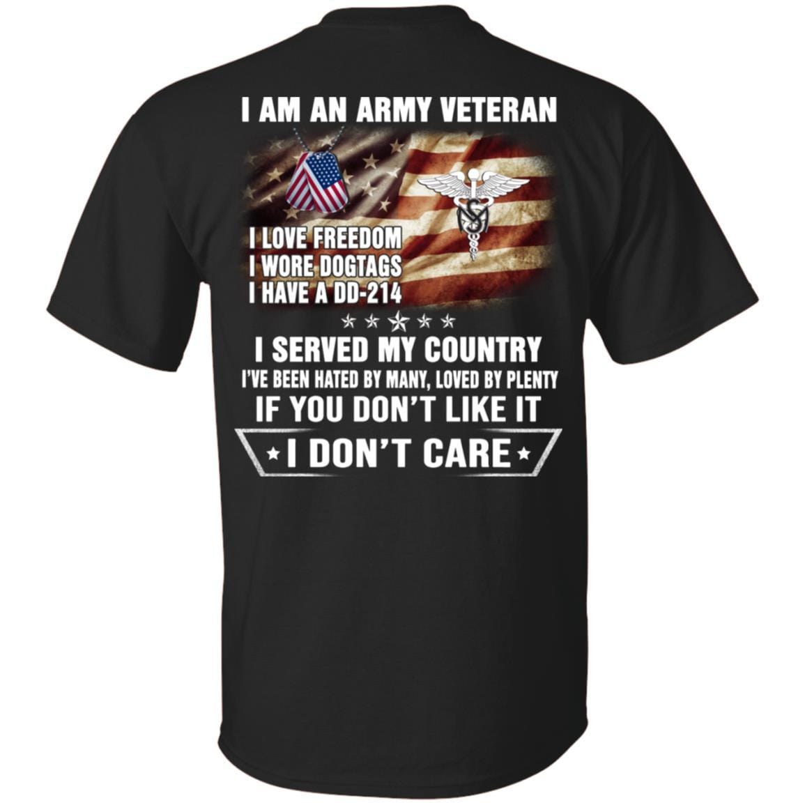 T-Shirt "I Am An Army Medical Service Corps Veteran" On Back-TShirt-Army-Veterans Nation