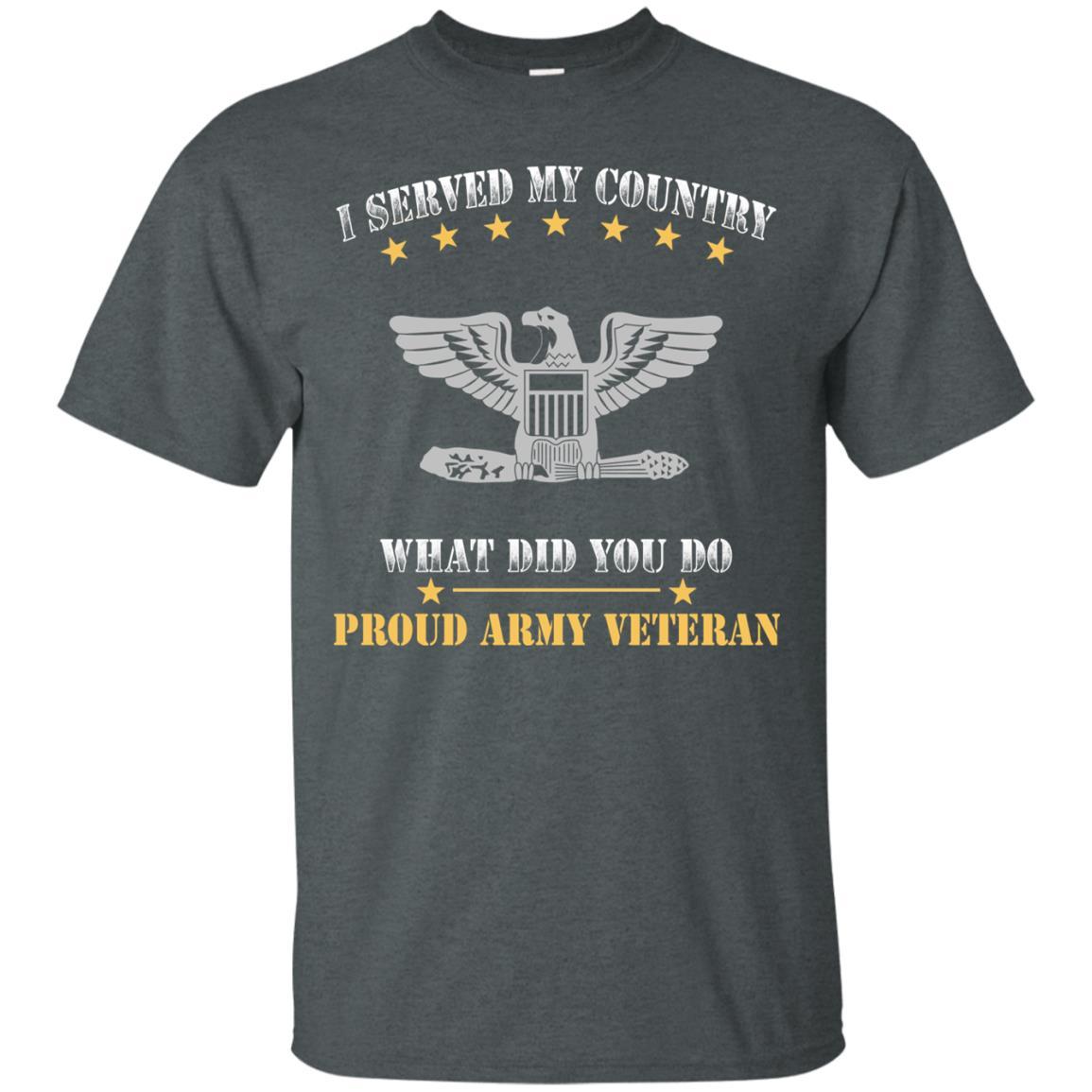 US Army O-6 Colonel O6 COL Field Officer Ranks Men Front T Shirt - Proud US Army Veteran-TShirt-Army-Veterans Nation
