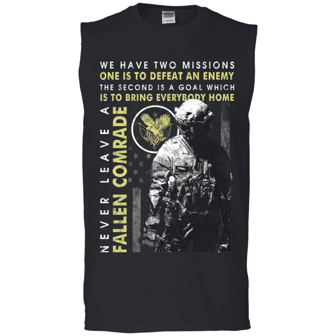 Military T-Shirt "Never Leave A Fallen Comrade Veteran Men" Front-TShirt-General-Veterans Nation