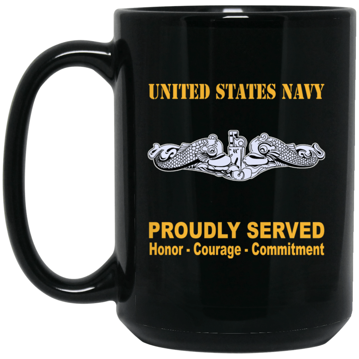 US Navy Submarine Warfare Officer Enlisted Badge 11 oz - 15 oz Black Mug-Mug-Navy-Badge-Veterans Nation